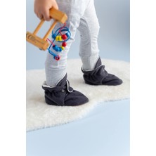 First Step Antrasit Kaydırmaz Tabanlı Pamuk Astarlı Çıtçıtlı Bebek Ayakkabı Rahat Kullanım
