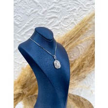 Livora Jewelry 925 Ayar Gümüş Pırlanta Montür Baget Kesim Zirkon Taşlı Iri Boy Özel Tasarım Kadın Kolye