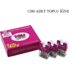 Kayamu Glass Pıns Hyalıne Butterfly 1200 Adet Renkli Toplu Başörtü Iğnesi Şeffaf Plastik Askılıklı Kutulu (K0)