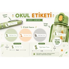 Vuud Kişiye Özel Pastel Mat Renkli Okul Etiketi Seti - 126 Adet - Dinazor Serisi Isim Etiketi (Kalem, Defter)