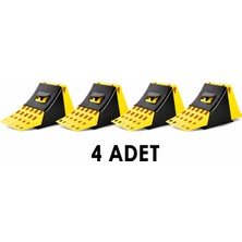 Kutup Ticaret Kamyon Tır Dorse Kulplu Askılı Teker Takozu Büyük - Plastik Sarı (4 Adet) 22X48CM