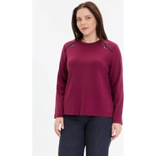 Kado Moda Metal Halka Detaylı Basic Kadın Bluz