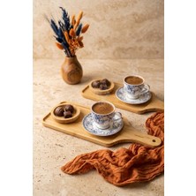 Atbyhome 2 Kişilik Bambu Tepsili Porselen Kahve Fincan Takımı - Lokumluklu Set