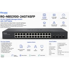 Reyee RG-NBS3100-24GT4SFP 24 Portlu, 10/100/1000 Gigabit, L2 Yönetilebilir Swıtch, 4 Sfp.