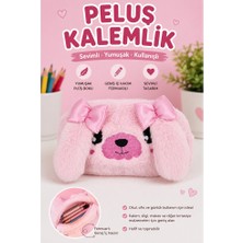Artlantis Pembe Peluş Tatlı Köpek Fermuarlı Tek Bölmeli Kız Kalemlik 1 Adet Tek Bölmeli Kalemlik Organizer 2215 Makyaj Çantası