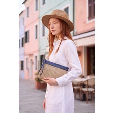 Glondy Jolie Hasır Kadın Portföy & Clutch El Çantası Lacivert