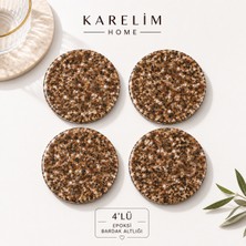 Karelim Home 4 Lü Bardak Altlığı Çakıl Taşı Detaylı Özel Tasarım