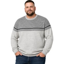 Battal Moda Erkek Büyük Beden Bej Bisiklet Yaka Ufuk Triko Kazak 5xl-6xl-7xl-8xl