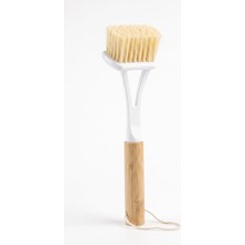 Makri Home Bambu Saplı Geniş Düz Başlı Tencere ve Bulaşık Fırçası, Askı Ipli, 22 cm