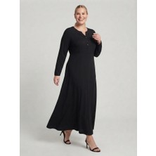 Sedef Moda Büyük Beden Siyah Düz Tesettür Anne Elbisesi Xl-4xl