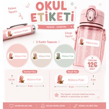 Vuud Kişiye Özel Pastel Mat Renkli Okul Etiketi Seti - 126 Adet - Islami Kız Çocuk Serisi Isim Etiketi (Kalem, Defter)