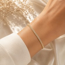 Hotchic Hotchıc Gold Çift Sıra Zirkon Taşlı Şık Bileklik