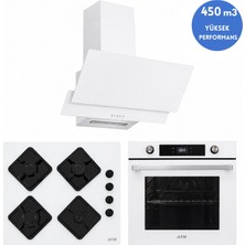 Alveus Afm Serisi Hse Home Dizayn Kristal Harmonie Turbo Cam Dijital Beyaz 3'lü Ankastre Set ( Fırın+Ocak+Davlumbaz)