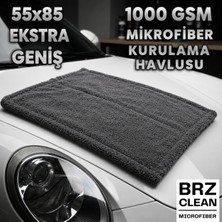 Brz Clean 55X85 Çift Taraflı Mikrofiber Kurulama Havlusu 1000GSM Araç Temizliği İçin Etkili