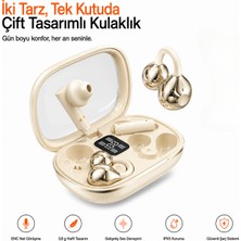 Ayers Küpe + Silikon Kulaklık J98 Çift Tasarımlı Kablosuz Bluetooth Kulaklık,  Tek Şarj Kutusunda, Enc Mikrofon, Dijital Şarj Göstergesi, Dokunmatik Kontrol, Ipx5