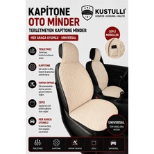 Kuştulli 3'lü Pilot Kapitone Terletmeyen Oto Koltuk Minder Cepli Model (Krem)