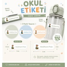 Vuud Kişiye Özel Pastel Mat Renkli Okul Etiketi Seti - 126 Adet - Islami Erkek Serisi Isim Etiketi (Kalem, Defter)