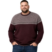 Battal Moda Erkek Büyük Beden Bordo Bisiklet Yaka Ufuk Triko Kazak 5xl-6xl-7xl-8xl