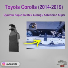AutoPit 3D Toyota Corolla (2014-2019) Uyumlu Kaput Destek Çubuğu Sabitleme Klipsi