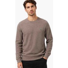 Lacoste Bisiklet Yaka Dar Kesim Kahverengi Sweatshirt