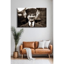 Şehber Türkiye Cumhuriyeti'nin Kurucusu Gazi Mustafa Kemal Atatürk Portresi Yatay Kanvas Tablo 4182