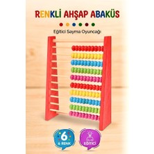 Farbu Oyuncak 6 Sıralı Ahşap Renkli Abaküs - Okul Öncesi ve Evde Eğitici Sayı Sayma ve Matematik Öğrenme Oyuncağı