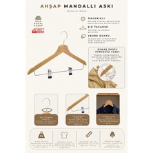 Ahşap M002-ÇM Mandallı Gömlek Etek Askısı Naturel Renk 6 Adet