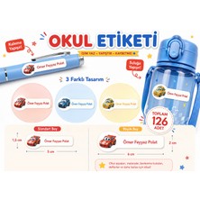 Vuud Kişiye Özel Pastel Mat Renkli Okul Etiketi Seti - 126 Adet - Arabalar Serisi Isim Etiketi (Kalem, Defter)