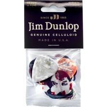 Jim Dunlop PVP107 Celluloid Heavy Pick Variety 12'li Paket Pena