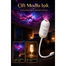 Yms USB Galaksi Projektör 2’si 1 Arada – LED Gece Lambası – 360° Ayarlanabilir 12 Değiştirilebilir Filmli LED Projektör