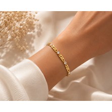 Hotchic Hotchıc Gold Taşlı Geometrik Çelik Bileklik