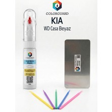 COLORGUARD Kia WD Casa Beyaz Rötuş Seti - 2 si 1 Arada İğne ve Fırça Uçlu Şişe, Rötuş Çeliği ve Rötuş Çubuğu