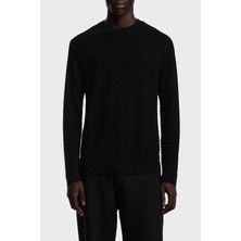 Emporio Armani Logolu % 100 Yün Bisiklet Yaka Kazak Erkek Kazak EM004378 AF24416 UC001