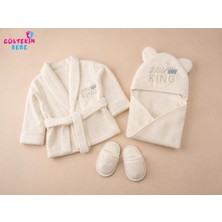 Gültekin Bebe Bebessi Kıng Nakışlı Erkek Bebek Bornoz Seti -CA4243594 - Ekru