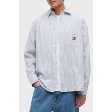 Tommy Jeans Çizgili Pamuklu Oversize Uzun Kollu Gömlek Erkek Gömlek DM0DM23138 C63