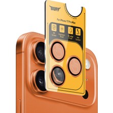 Buff Labs iPhone 17 Pro ile Uyumlu Metal 9h Kamera Lens Koruyucu (Turuncu)