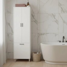 Silva / 2 Kapaklı / Kirli Sepetli / Çok Amaçlı Banyo Dolabı