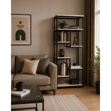 Evdera Mobilya Loft Metal Kitaplık Çok Amaçlı Bölmeli Dosya ve Dekoratif Raf Salon Kitaplığı