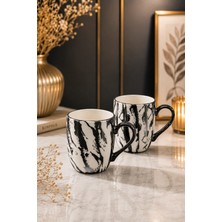 Yzhome 2 Li Porselen Gold Gümüş Detaylı Yaldızlı Kırçıl Kupa Bardak 220ML