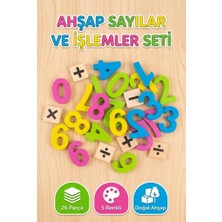 Farbu Oyuncak Doğal Ahşap Sayılar ve Matematik 4 Işlem Seti - 26 Parça 5 Renkli Eğitici Montessori Sayı Blokları