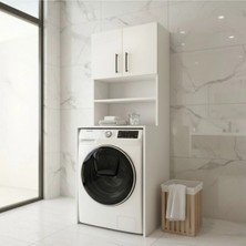  Vetro Çamaşır Makinesi Dolabı / Banyo Dolabı / Kapaklı ve 4 Raflı