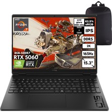 Hp Hyperx Omen 15-GB0004NT Ryzen 7-260 32-Gbddr5 4 Tbssd RTX5060 (8gb-Gddr7) 15.3" 2k 165Hz Freedos + Qb Sırt Çantası D2QV9EAQB11
