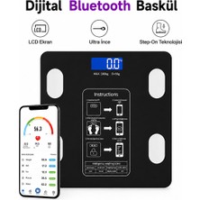Dexmon Dijital Bluetooth Akıllı Baskül Vücut Analiz Tartısı Vücut Kitle Endeksi Yağ Kas Su Ölçer LCD Ekran