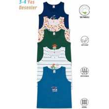 Özkan Underwear 31800 5'li Paket Erkek Çocuk Karışık Renkli Desenli Pamuklu Yumuşak Rahat Kalın Askılı Atlet