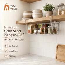 Tidy Home Dolap Içi Kanguru Raf Çelik Sepet Askılı Raf Düzenleyici Sepet Raf Altı Sepet Metal