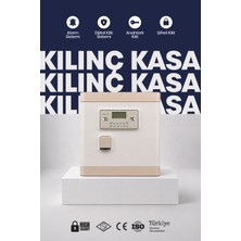 Kılınç Kasa Premium Tasarım Çelik Kasa | 40 cm | Iç Dolaplı ve Deri Kaplamalı Ev/ofis Kasası