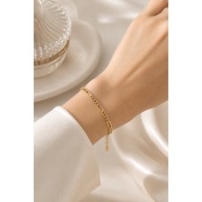 Hotchic Hotchıc Gold Figaro & Oval Link Tasarım Çelik Bileklik
