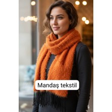 Mandaş Style El Dokuma Angora Bayan Şalı-Hardal