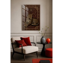 Bu Matbaa Leopar Desenli Oryantal Çiçek Motifli Temperli Cam Tablo – Dekoratif Duvar Tablosu