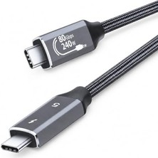 Coverzone 1.8 Metre Thunderbolt 5 Usb-C Ent Data Kablosu, 120GBPS Veri Aktarımı, Pd 3.1 240W Hızlı Şarj, 16K 60Hz Görüntü, Örgülü Kablo, Ses Video Aktarımı, Thunderbolt 4/3 Usb4/3.1/3.0 Uyumlu | ZR132